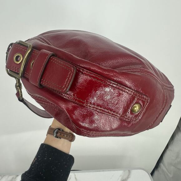 Y2K Coach Shoulder Handbag Zoe Red Patent Leather Authentic E0873-12735 - Picture 9 of 14